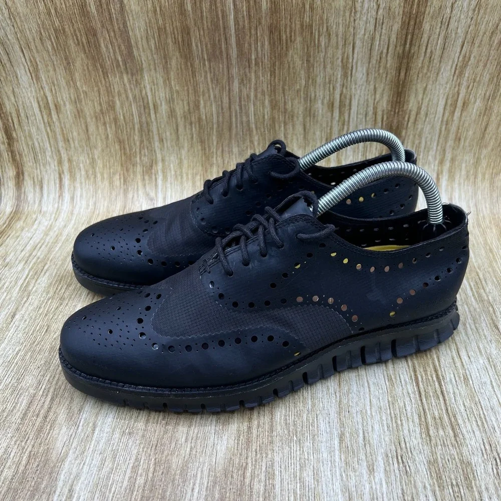 Cole Haan ZeroGrand No Stitch Men's 7.5 Black Wingtip Oxford Dress Shoes C12973